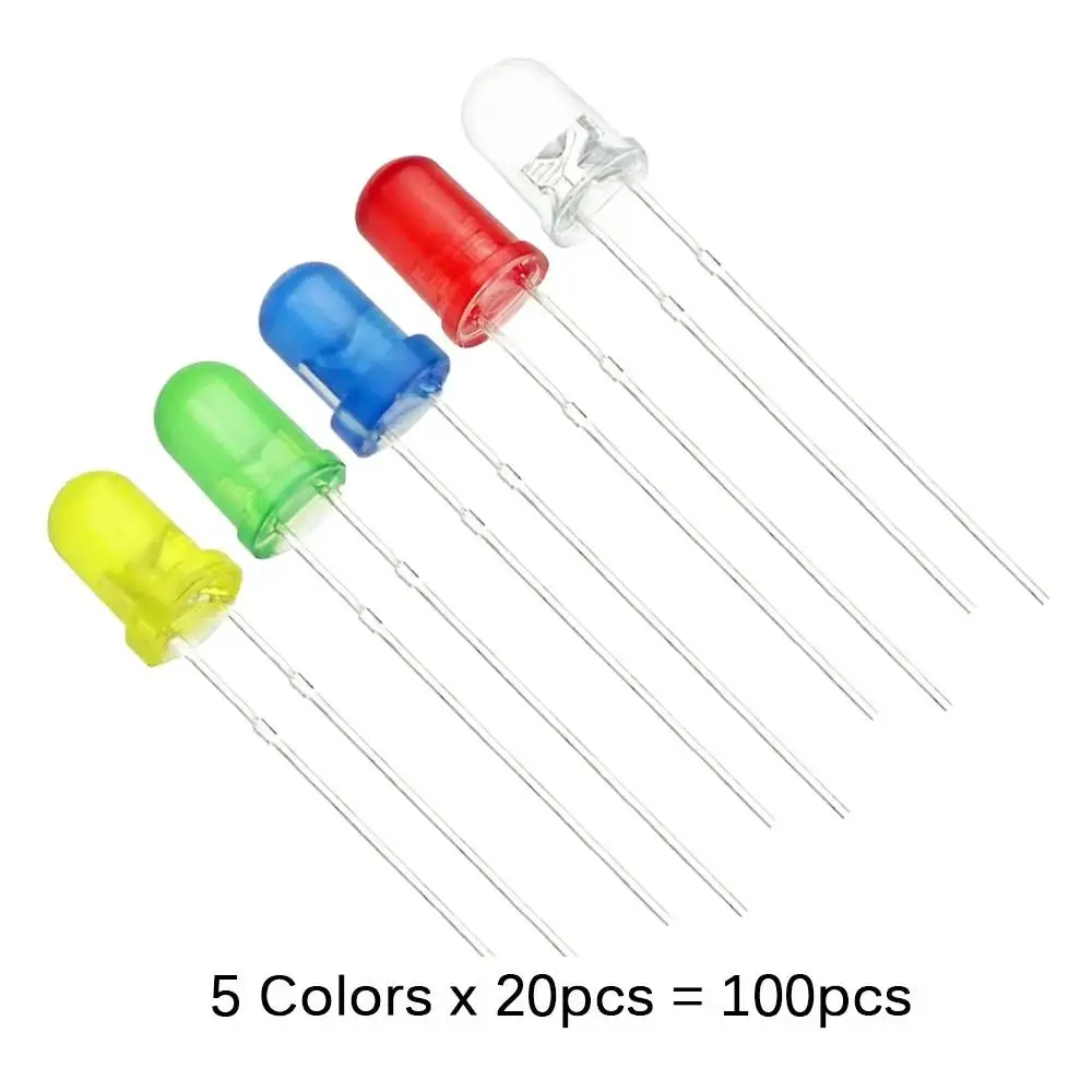 

100Pcs/set Electronic Components Kit 3MM Led Diodes Resistor Set DIY Mixed Color Electronic Capacitor Ceramic Transistor Pack