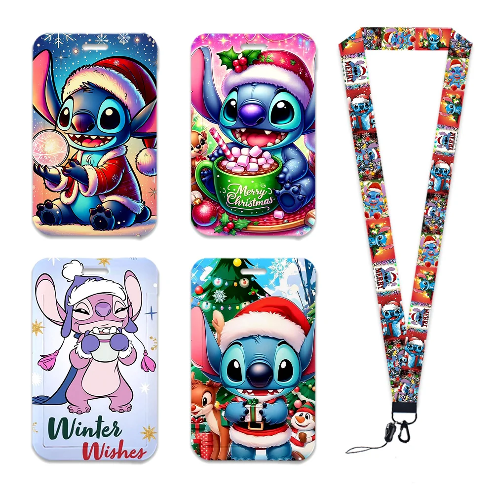 

Christmas Disney Stitch Card Badge Holder ID Card Bus Card Holder Badge Reel Retractable Reel Clip Lanyards Xmas Accessories