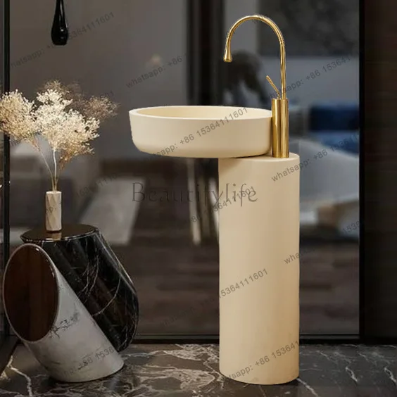Personalized art column basin, integrated floor-to-ceiling luxury stone homestay hotel wash basin club high-end wash basin