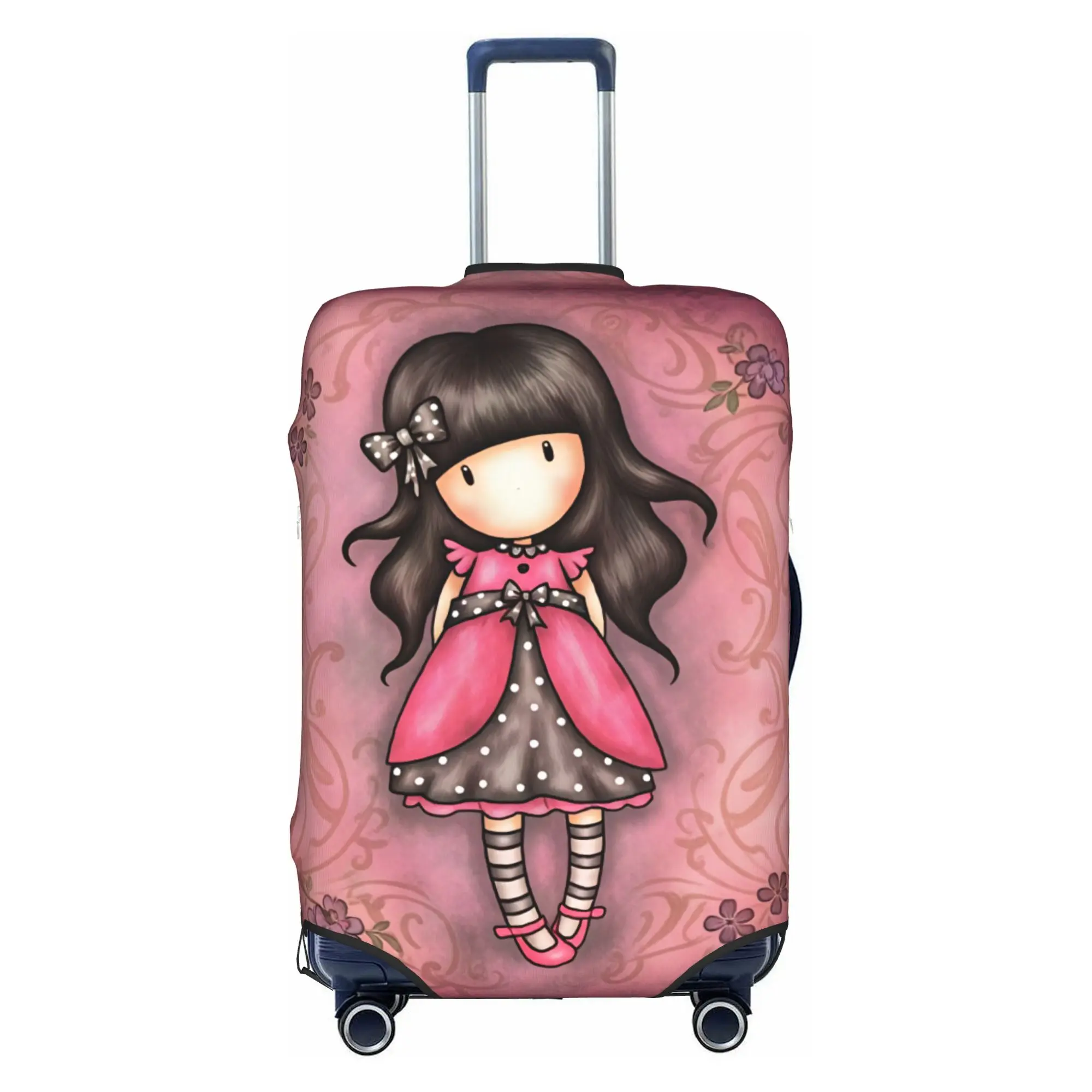 Cute S-Santorod Girl Cartoon Suitcase Cover Elastic Travel Luggage Covers for 18-32 inch