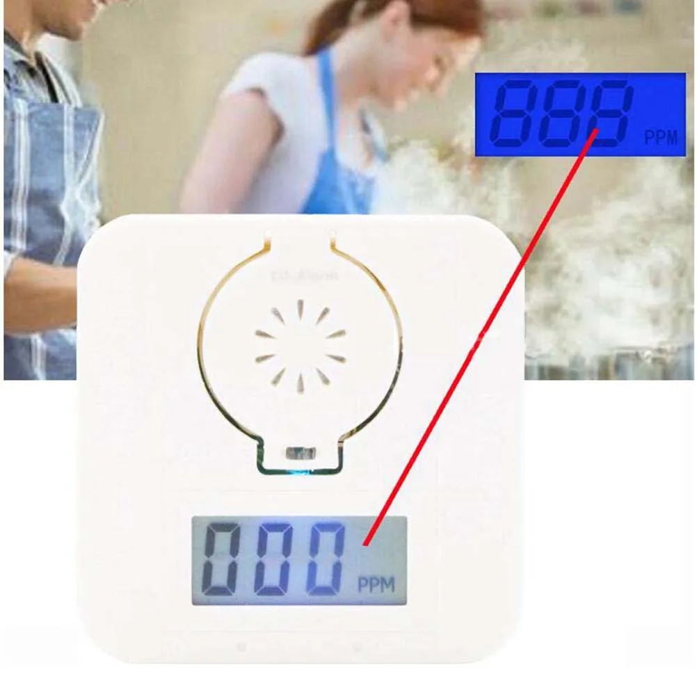 

Carbon Monoxide Co Alarm Led Display Beeping Warning Light Sensor For Home Hotel Office Security White