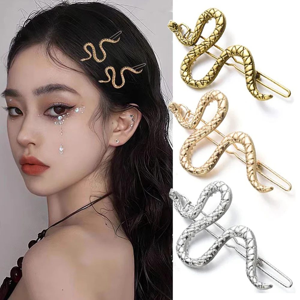 Luxury Serpentine Hair Clip for Women Fashion Snake Rhinestones Side Clip Korean Hair Accessories Punk Barrettes Headwear