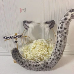MMGG New Snow Leopard Ears HairhoopTail Beast Style Cosplay  Necklace Earrings Headwear Costume Accessories Custom Made