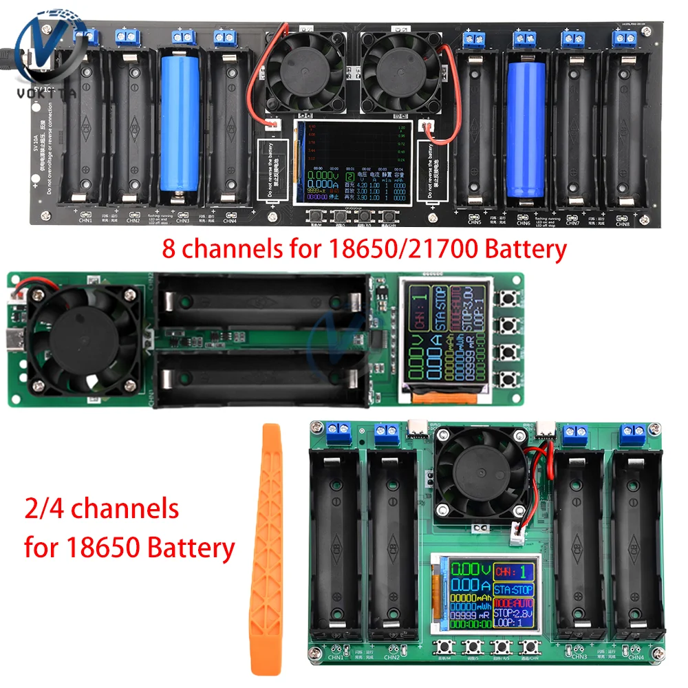 2/4/8 Channels 18650 Lithium Battery Capacity Tester MAh MWh Digital Battery Internal Resistance Tester Power Detector Module