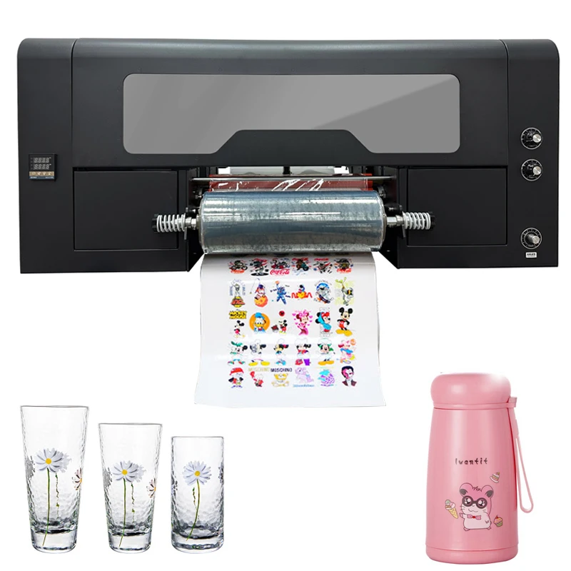 Roll A3 Uv Dtf Printer Transfer Ab Film Printing Uv Dtf Logo Sticker Printing Machine White Ink Varnish Uv Dtf Sticker Printer