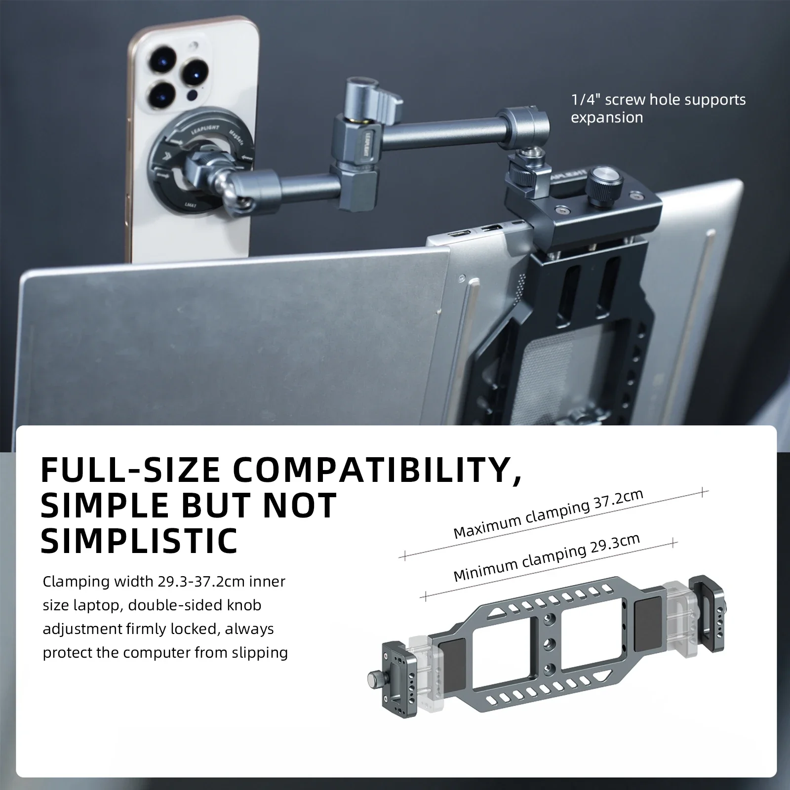 LEAPLIGHT Laptop Stand Horizontal Vertical Screen Clamp Portable Holder for Notebooks With 1/4