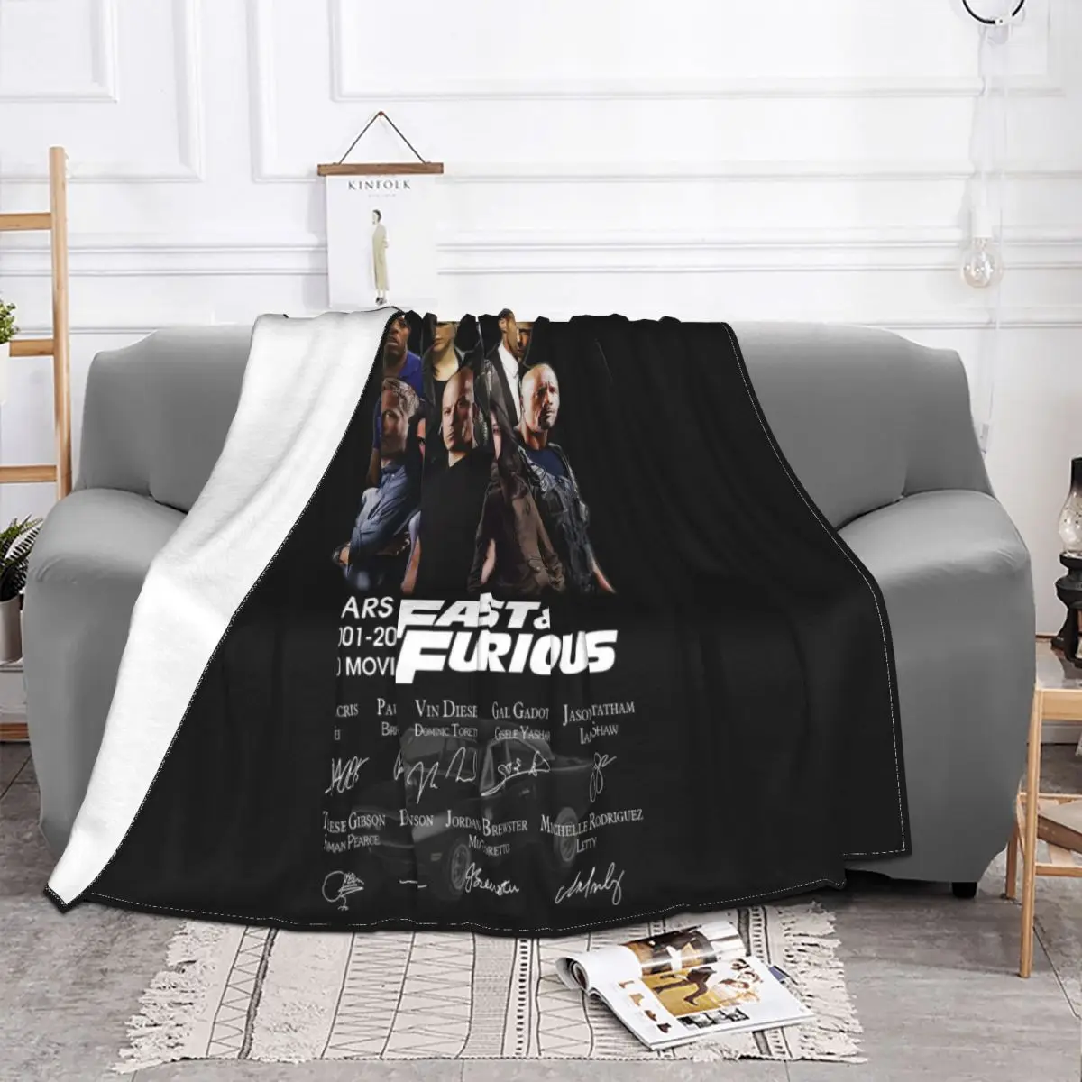 Fast Furious Years Of 2001 2020 10 Movies Signature Men Women Black Pure Funny Throw Blanket