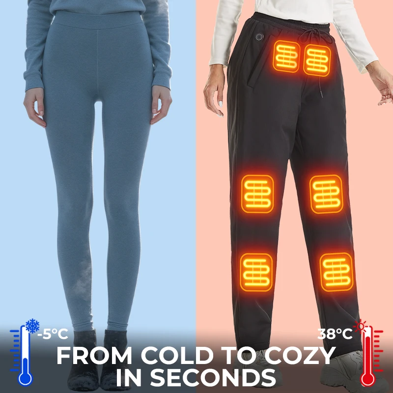 12-Zonen USB-Beheizte Hose für Männer und Frauen, 3 Temperaturstufen, maschinenwaschbar, für Winter, Outdoor, Skifahren, Wandern, Angeln, Motorradfahren, warme Hose – Detail 5