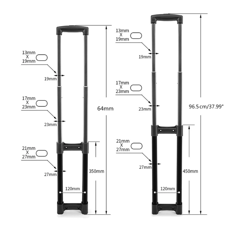 30cm/45cm Aluminum Luggage Telescopic Rod, Travel Luggage Telescopic Handle, DIY Suitcase Telescopic Handle Stretchable Pull Rod