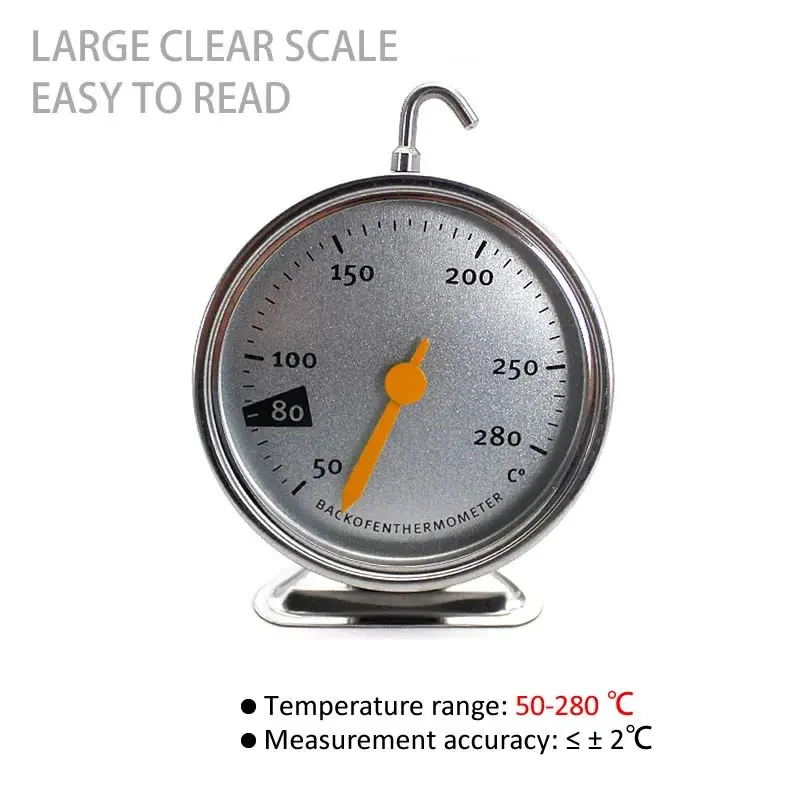 New Stainless Steel Hang Or Stand Oven Thermometer Large Dial Baking BBQ Cooking Meat Food Temperature Measurement Kitchen Tools