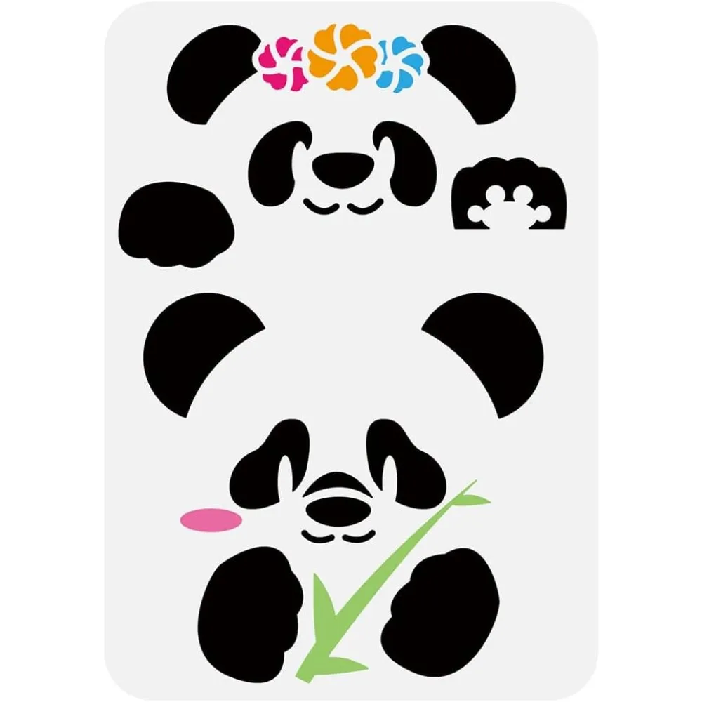 

Plastic Drawing Painting Stencils Templates for Painting on Scrapbook Fabric Tiles Floor Furniture Wood Rectangle Panda