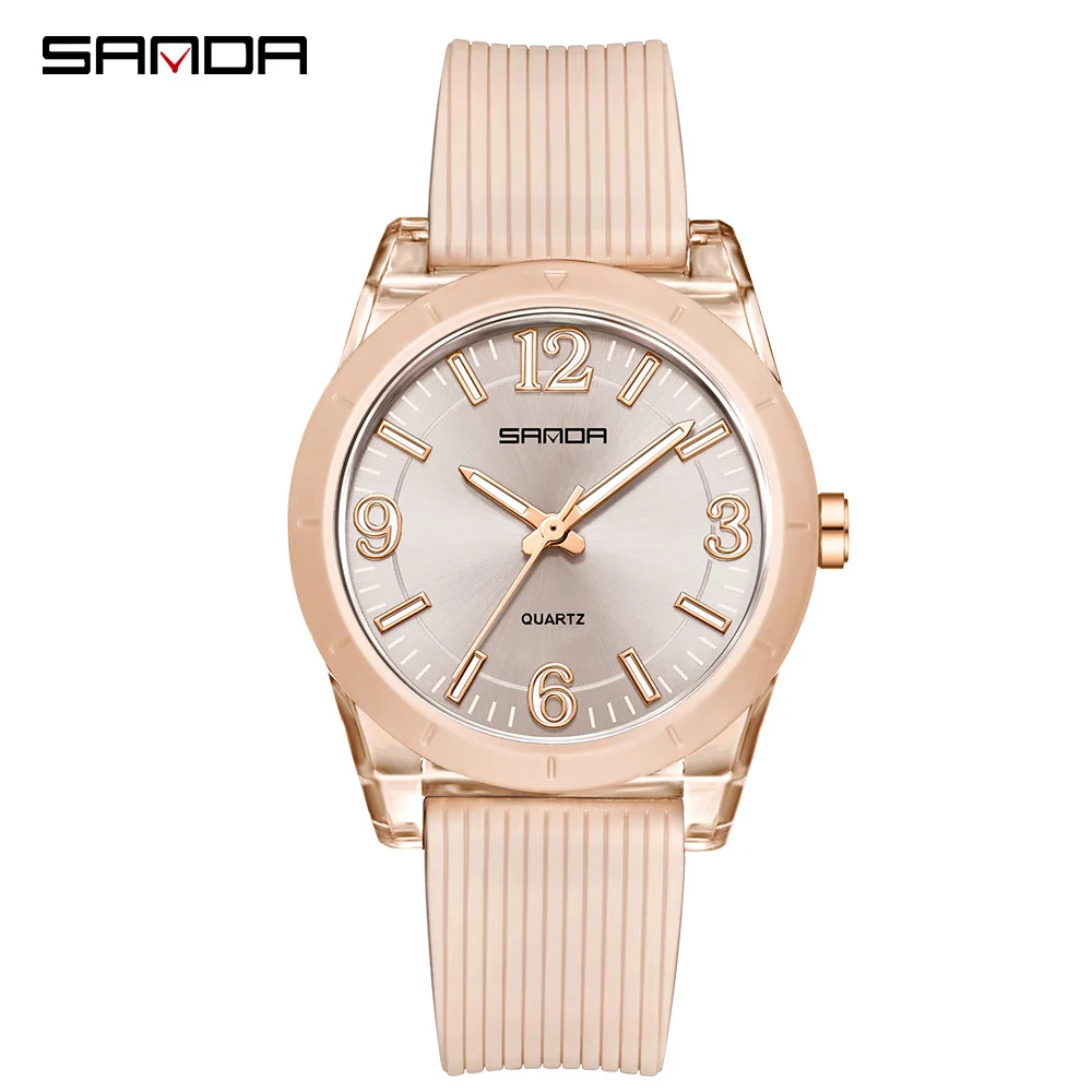 Fashion SANDA 6277 Student Quartz Watch Silicone Strap Multi functional Sports Waterproof Student Quartz Watch