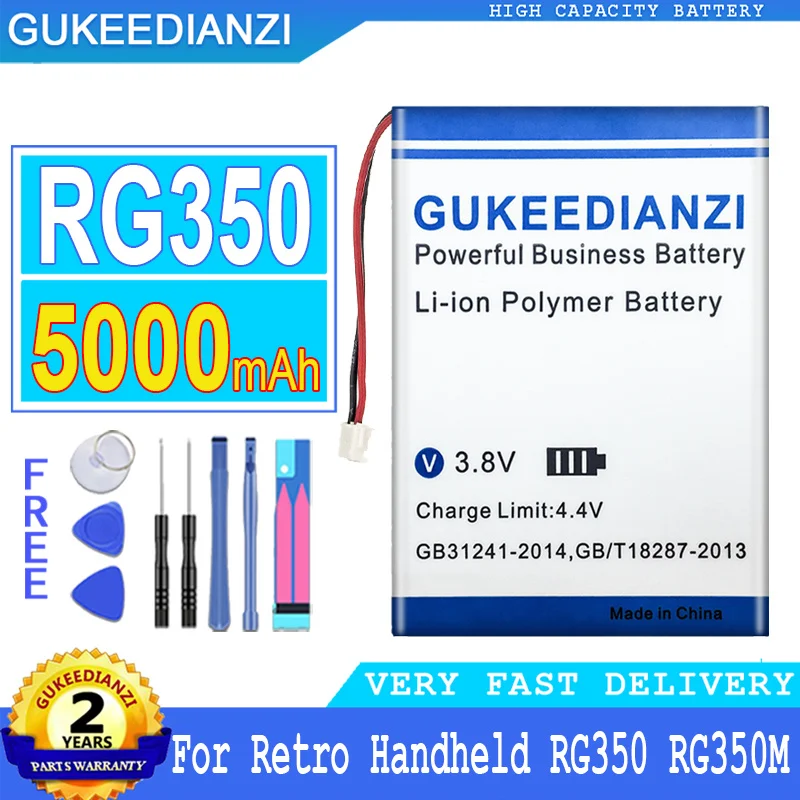 

5000mAh GUKEEDIANZI Battery 525075 For Retro Handheld RG350 RG350M Game Console Big Power Bateria