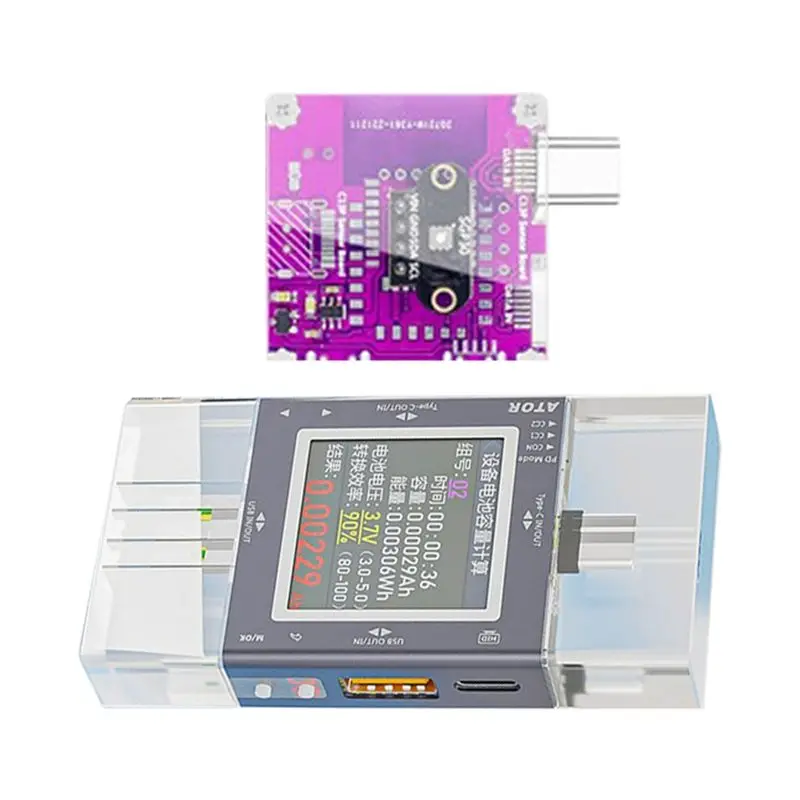 Efficientt-Digital Display USB Tester Multi-Function Voltage Current Monitor Power Meter With TVOC/CO2 2-In-1 Digital Sensor