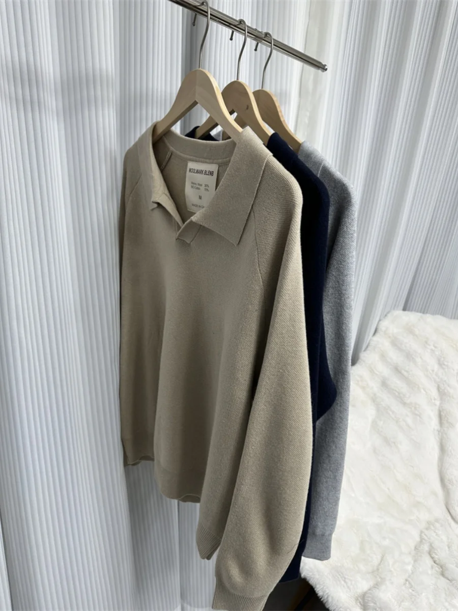 

Мужской вязаный шерстяной свитер с длинным рукавом, повседневный, осенне-зимний, модный, молодежный, цветной