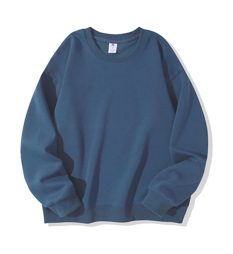 

Мужские толстовки, футболка с длинным рукавом, тяжелая хлопковая толстовка с круглым вырезом 300 г, однотонный топ