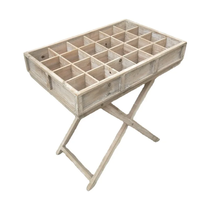 Rustic Wooden 24 Grid Cube Shelf Vintage Distressed Wall Mount Display Rack Flower Pot Stand for Living Room Balcony Entryway