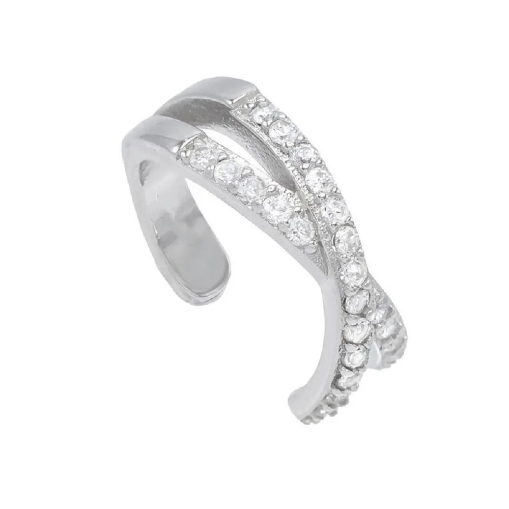 Fashion Jewelry Korean Non Pierced Geometric U-shaped Temperament Cross Clip Earrings Women Ear Cuff Crystal Ear Clips
