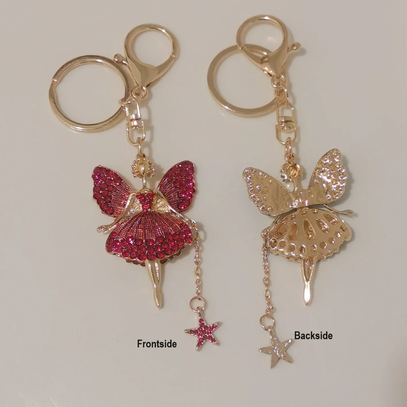 Butterfly Fairy rhinestone Pendant Keychain Ballet Girl Angel Car Pendant