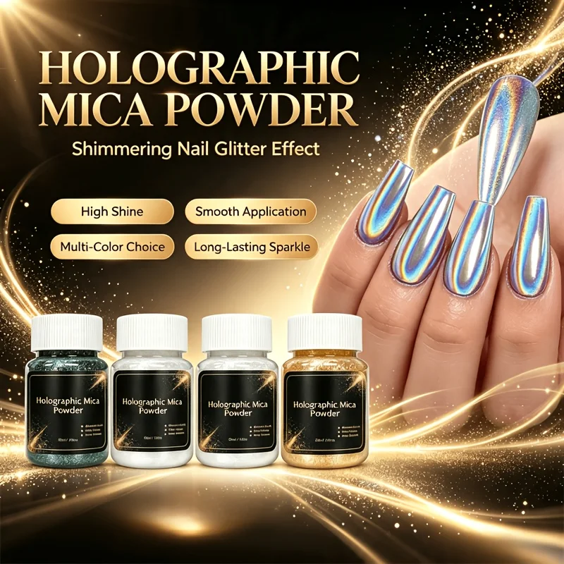 Mica Powder 4 Colors Holographic Pigment For Epoxy Resin Nail Art Eye Shadow Soap Making Candle Making DIY Craft Supplies 50ml