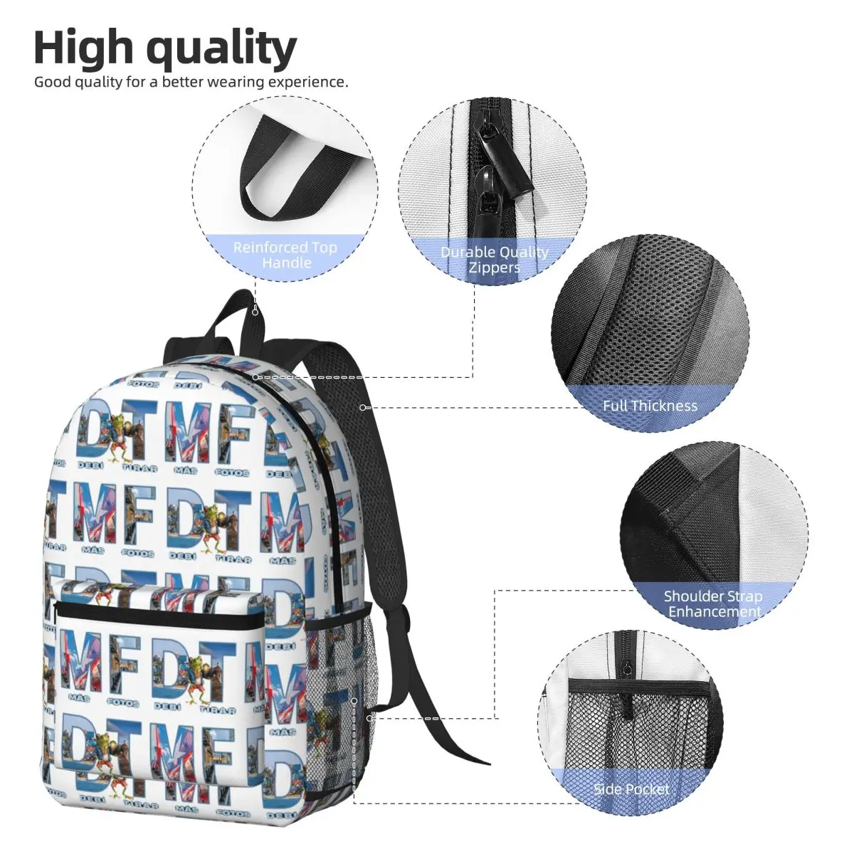 Bads Bunnys Debi Tirar Mas Fotos DTMF Backpack Daypack Large Capacity Boys Girls BookBag School Bag Shoulder Bags for Men Women