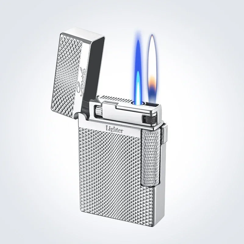 Metall Winddichtes Zigarren- und Zigarettenfeuerzeug mit Jet-Flamme, zwei Flammenarten, ungewöhnliche Feuerzeuge, Raucherzubehör, Butan-Gadgets für Männer
