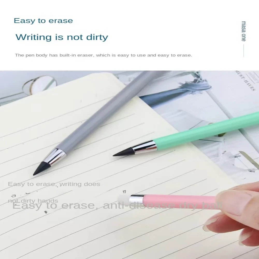 Reusable Unlimited Writing Pencil Solid Color Stationery Forever Pencil Wear Resistant Kawaii Inkless Pencil Office Accessories