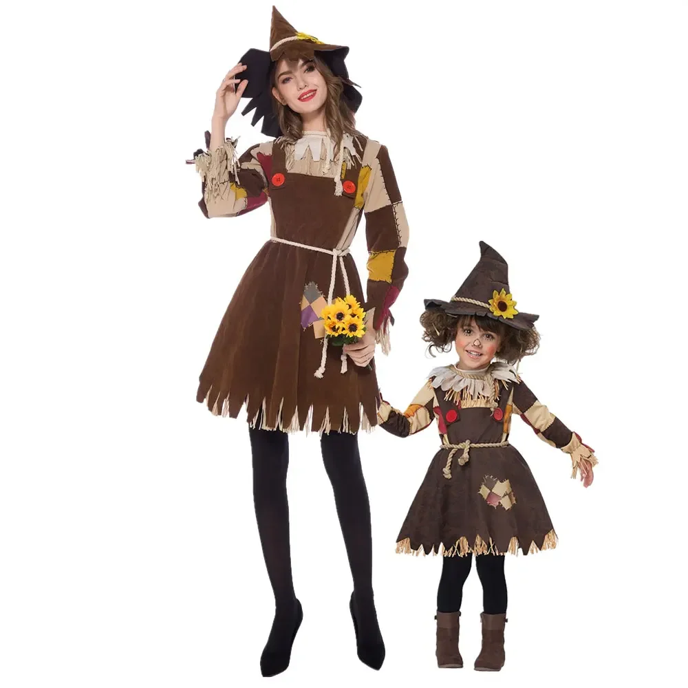 

Halloween Scarecrow Parent-Child Costume Carnival Party Performance Circus Clown Horror Ghosts Quinn Dress