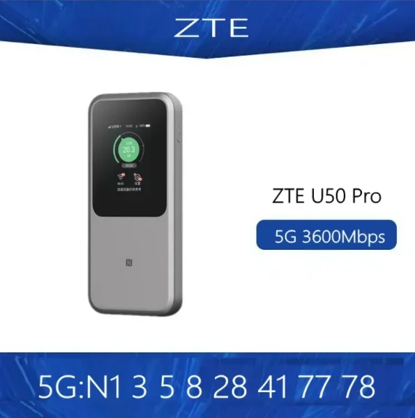 ZTE 5G WiFi portabel U50 Pro, tidak terkunci 10000mah 27W WiFi pengisian daya Cepat 6 3600Mbps Hotspot ponsel 5G Slot kartu Sim MU5120