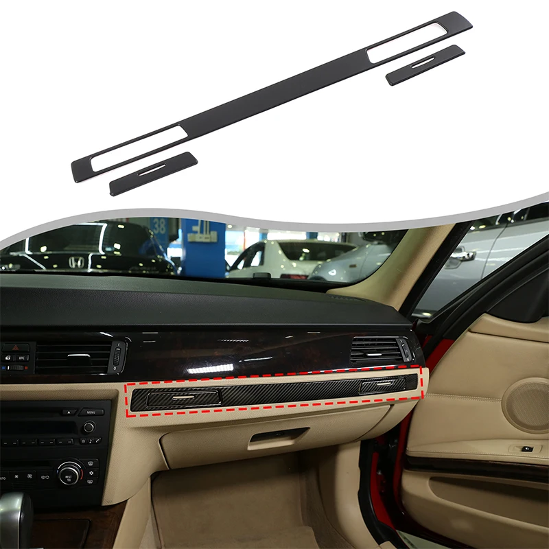 For BMW 3 Series E90 2005-2012 Co-Pilot Tea Cup Holder Decoration Bright Strips Interior Modification ABS Carbon Fiber Pattern L