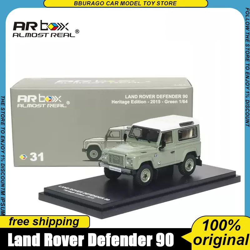 

New In Stock Almost Real 1:64 Land Rover Defender 90 Heritage Edition 2015 Diecast Suv Model With Display Base For Collector Toy