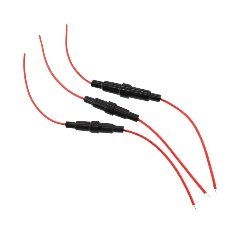 1/10Pcs Glass Fuse Holder Screw Type 5X20mm With 20AWG Wire Cable Fuse Casing 250V 5*20mm 6*30mm Fuses Boxes Fuse Tube