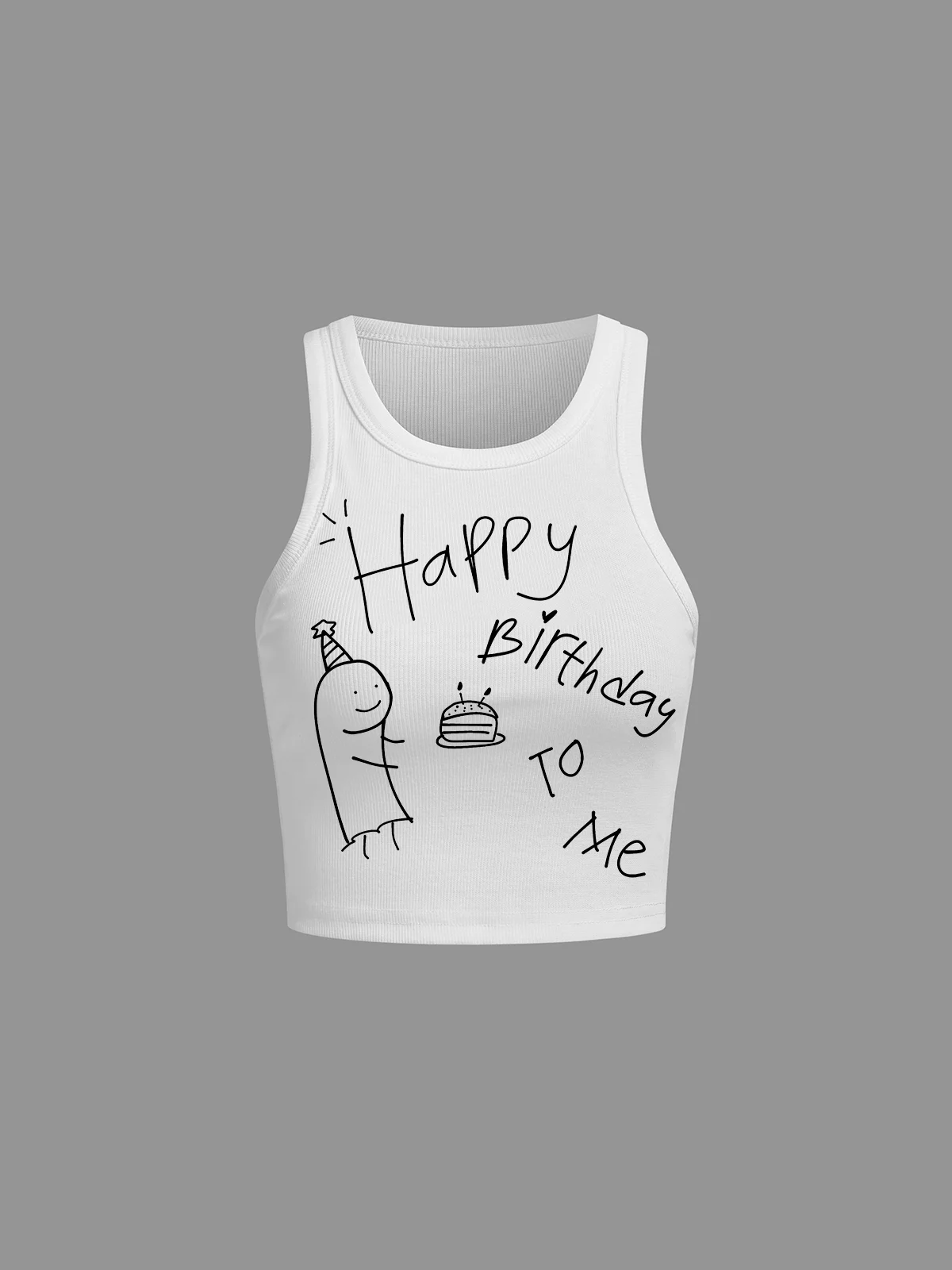 

Beautiful Summer Baby T-shirt Street Clothing Gothic Harajuku Pattern Happy Birthday Print T-shirt Retro Tank Top Women's 2000s