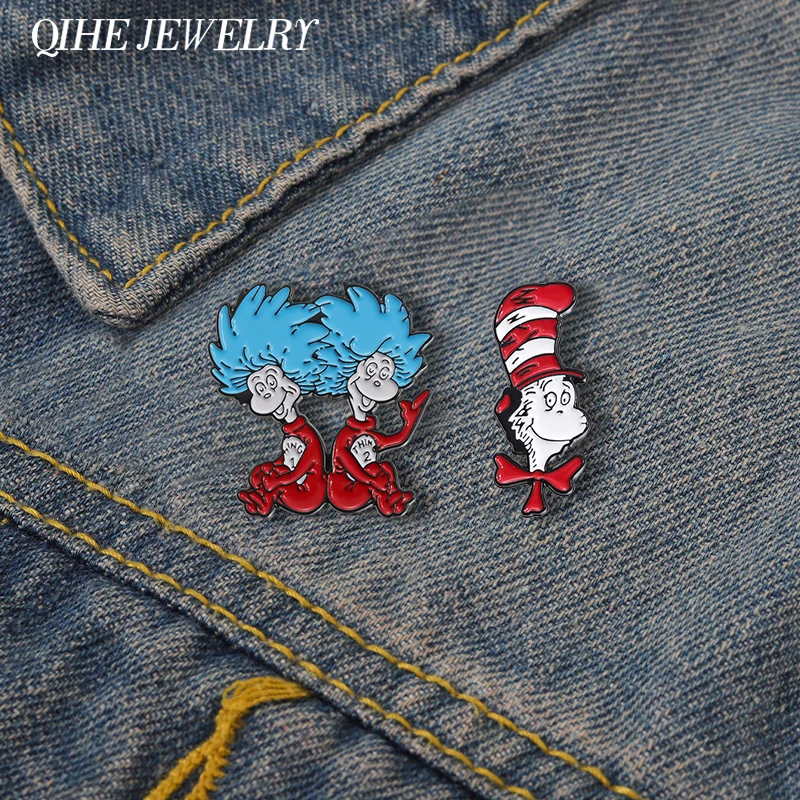 Broches en émail de Collection de personnages de films de dessins animés, broches métalliques personnalisées Dr. Seuss pour vêtements, sac à dos, Badges à revers, bijoux cadeaux