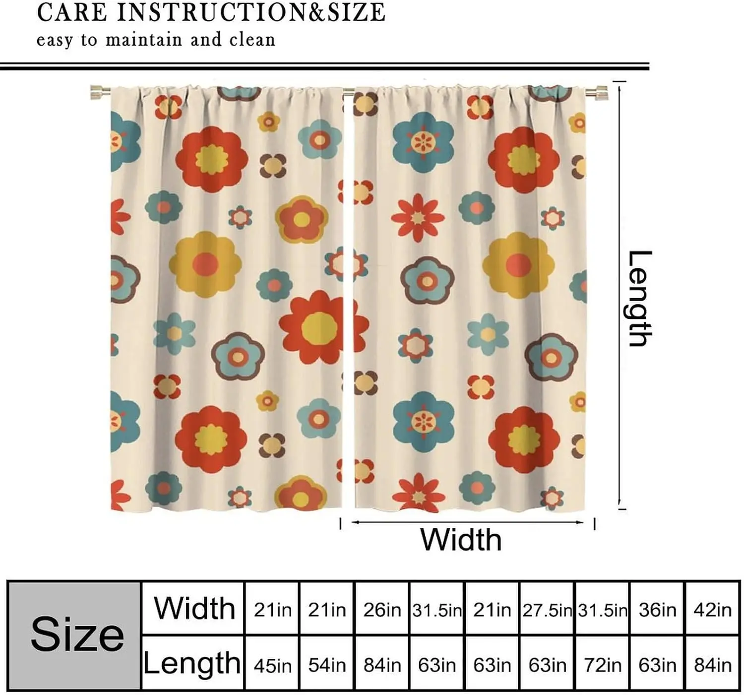 Retro Boho Floral Curtains Sheer Voile Window Drapes for Living Room Bedroom Light Filtering Home Decor Privacy Treatment