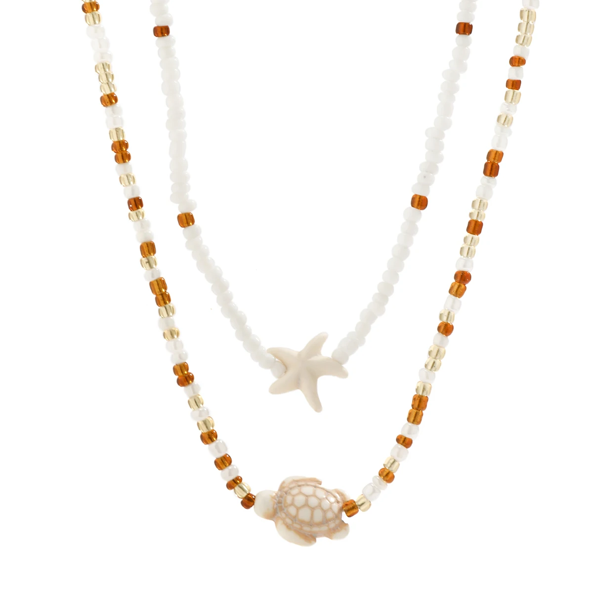 Ingemark Boho Seed Beads Clavicle Chain Necklace for Women Summer Beach Kpop Starfish Turtle Choker Y2K Jewelry Wed Accessories