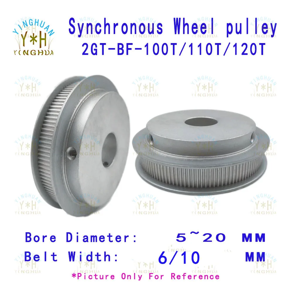 

2GT BF Type 100 110 120Teeth Timing Belt Pulley width 6 10MM Bore 5to25 MM GT2 Synchronous Gear Wheel 3D Printer parts