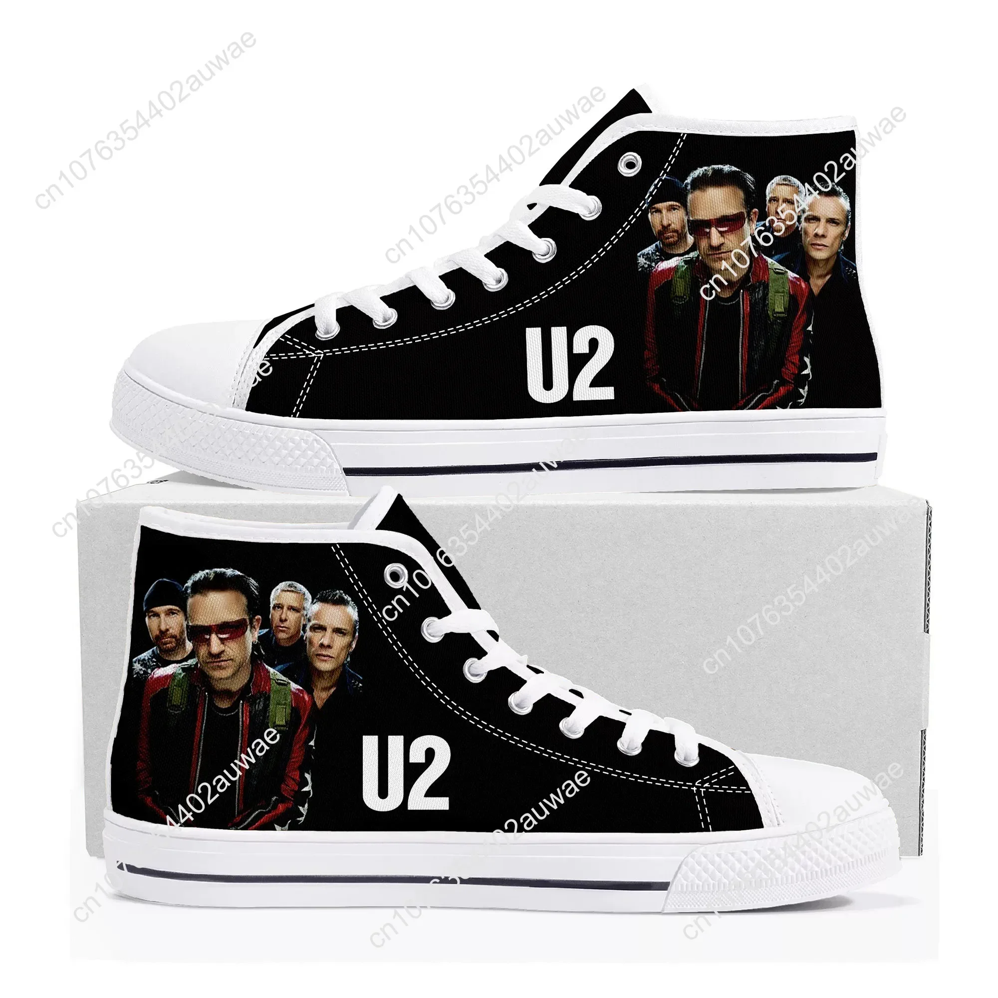 U2วงร็อคแฟชั่นพังค์รองเท้าผ้าใบคุณภาพสูงสำหรับผู้ชายผู้หญิงวัยรุ่นรองเท้าผ้าใบคู่ลำลองรองเท้าออกแบบได้ตามต้องการ