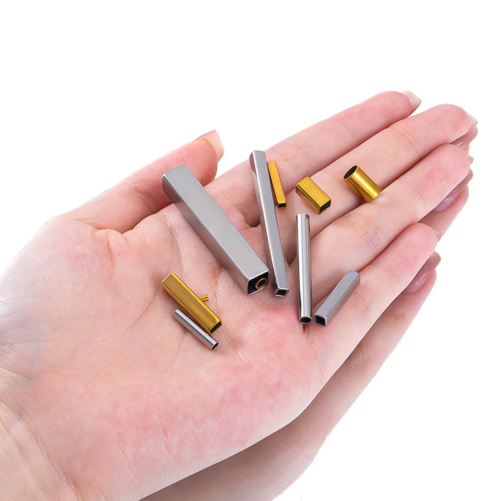 10pcs 20pcs Stainless Steel Square Straight Round Tube Spacer Bead Connector for Jewelry Making DIY Bracelet Necklace Crimp Bead image 3