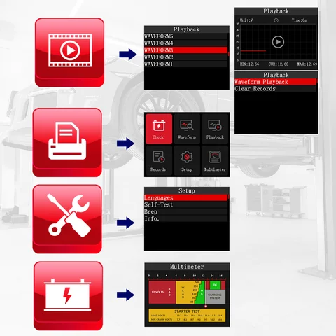 KINGBOLEN BM580 Bilbatteritestare 6V 12V Bilbatteriverktyg Bilhälsokontroll Vändbar åtkomstklämma Voltmeter PK BM550 6 best sales bm580 - №1