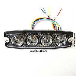 Luz de advertencia estroboscópica montada en superficie de coche, luz de emergencia Led de 12W, luz intermitente de rejilla, 3W cada Led, resistente al agua, 2 piezas, 4Led