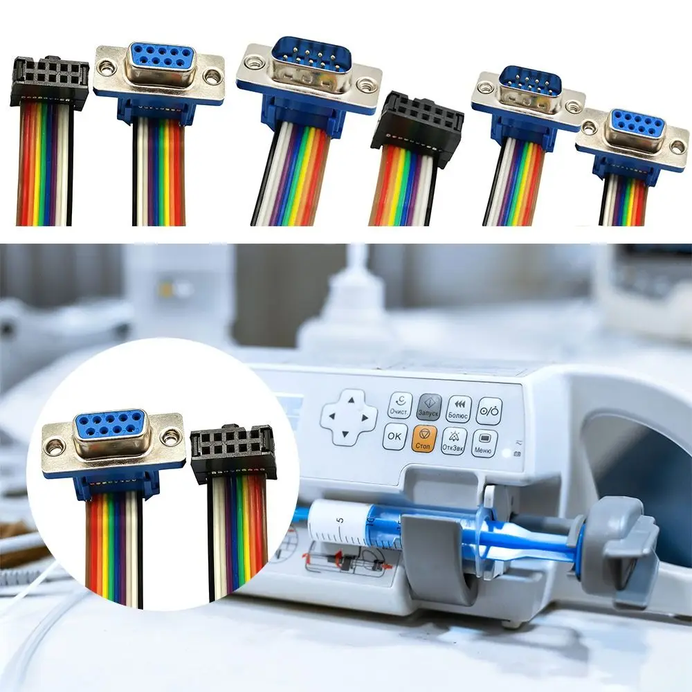 DB9 to IDC 9 Pin Connector Multicolor Ribbon Universal DB9 Connector Copper Core Flat Ribbon Cable Industrial Applications