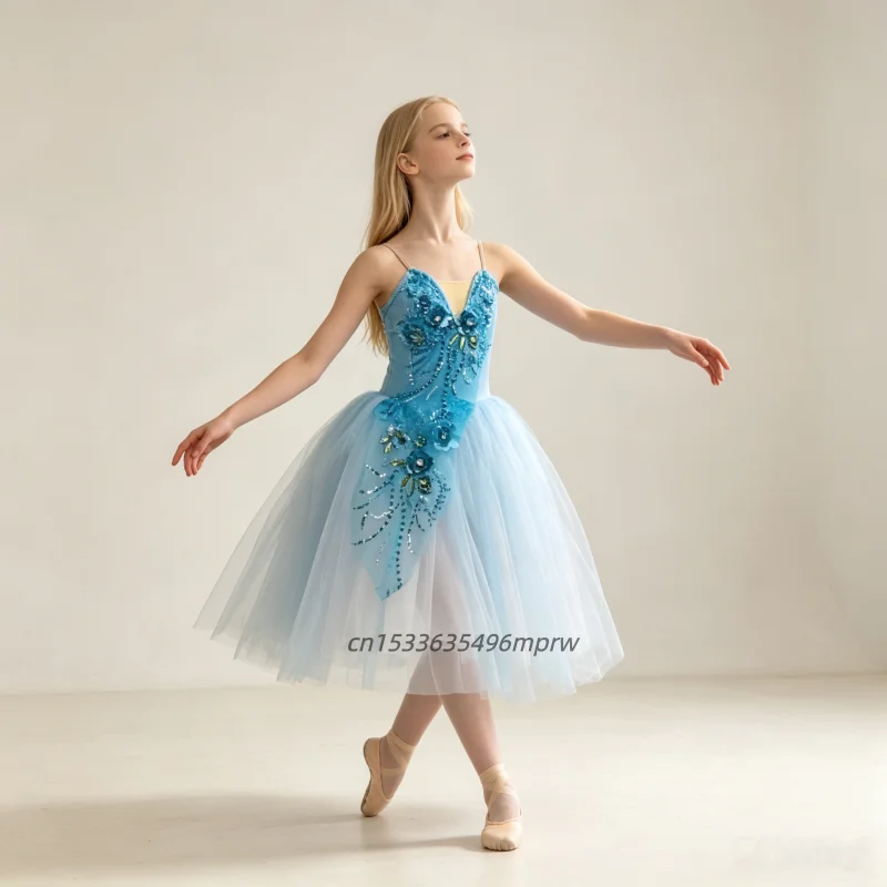 long-romantic-ballet-tutu-3d-flower-princess-dress-professional-performance-practice-costume-for-girls-in-blue