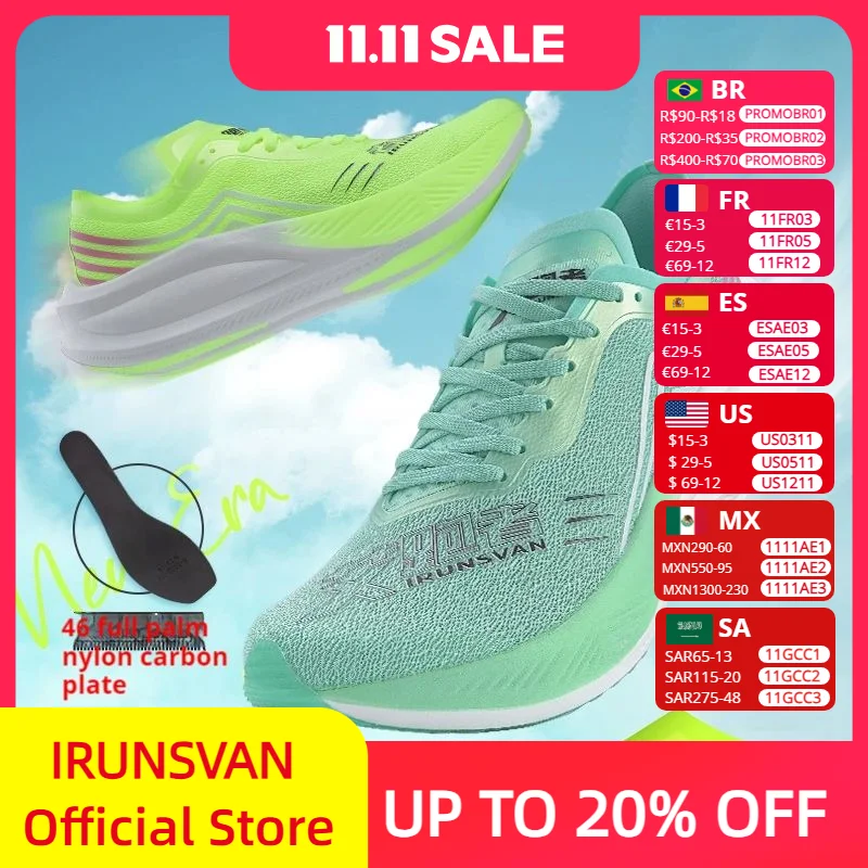 

IRUNSVAN Men's Road Running Carbon Plate Shoes - High - Energy Return, Breathable Mesh, Lightweight for Fast Runs
