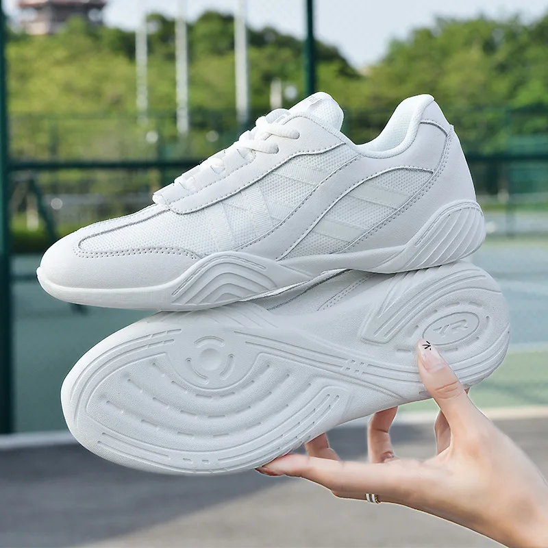 Sport Shoes Flat Mesh Shoes Fitness Athletic Aerobics Shoes Cheerleading Training Shoes Women White Running Shoes Breathable