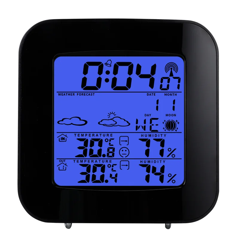 Wireless Barometer Indoor and Outdoor Thermohygrometer Backlit Clock Thermohygrometer Electronic Weather Forecast Desktop Clock