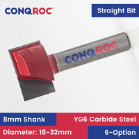 8mm Shank Double-Flute Straight Router Bit Wood Bottom Cleaning Milling Cutter 6-Option Diameter-18 | 20 | 22 | 25 | 30 | 32mm