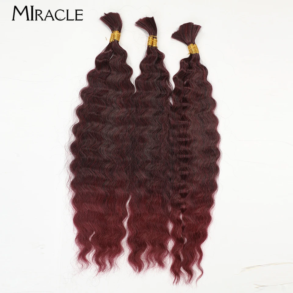 MIRACLE-Extensions de cheveux bouclés pour femmes, tresses au crochet, tressage de cheveux, faux morceau de cheveux, vidéo rouge, rose, blond, vague d'eau, 24 en effet, 3 pièces