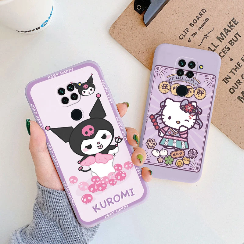 Bonita funda de teléfono para Xiaomi Redmi Note 9, 4G, note9, chica, anticaída, Cinnamoroll, Kuromi, Hello Kitty, de silicona, a prueba de golpes,