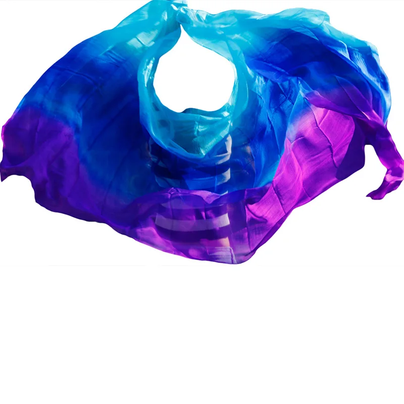 여성용 맞춤형 밸리 댄스 실크 베일, 손으로 던지는 스카프 숄, 옐로우 오렌지 핑크 퍼플 그라데이션 액세서리, 200cm, 250cm, 270cm